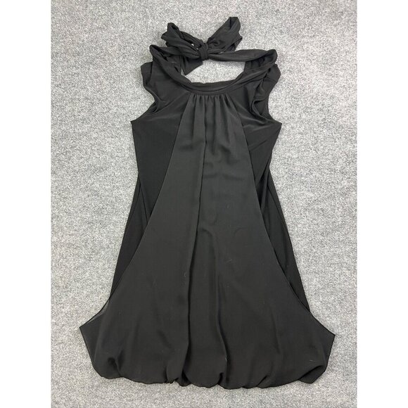 Joseph Rikkoff Sleeveless Dress Women's 6 Black Tie Neck Pleated Balloon Front - Picture 1 of 8